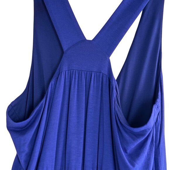 INC Large Sleeveless Jumpsuit Rayon Blend Royal Blue Cross-Straps & Knot Detail - Picture 9 of 14